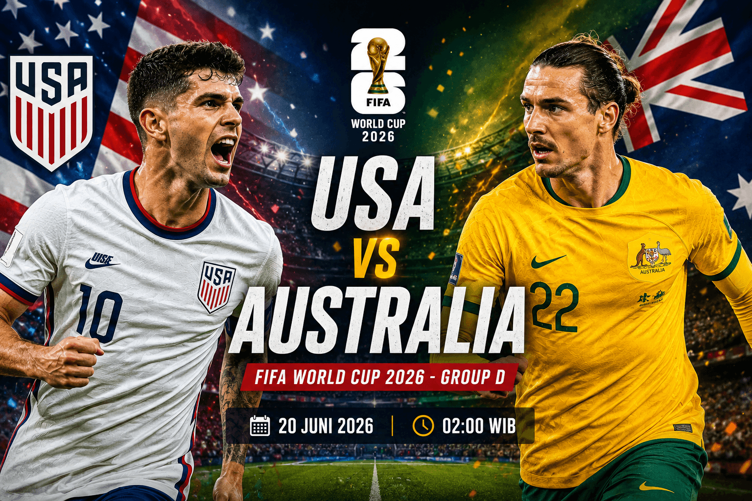 USA vs Australia: Pertarungan Dua Tim Ambisius Menuju Babak 32 Besar