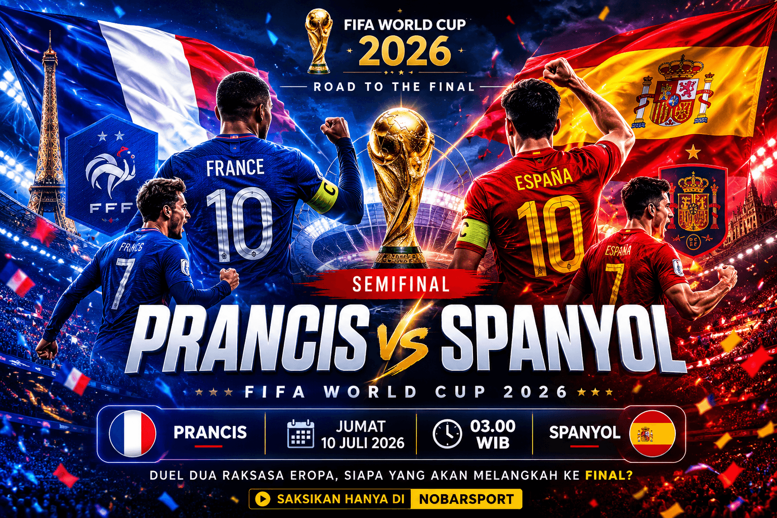 Prancis vs Spanyol: Duel Dua Favorit Juara di Semifinal FIFA World Cup 2026