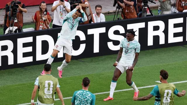 Selebrasi Cristiano Ronaldo ketika Portugal menang atas Kroasia di babak 32 besar Piala Dunia 2026