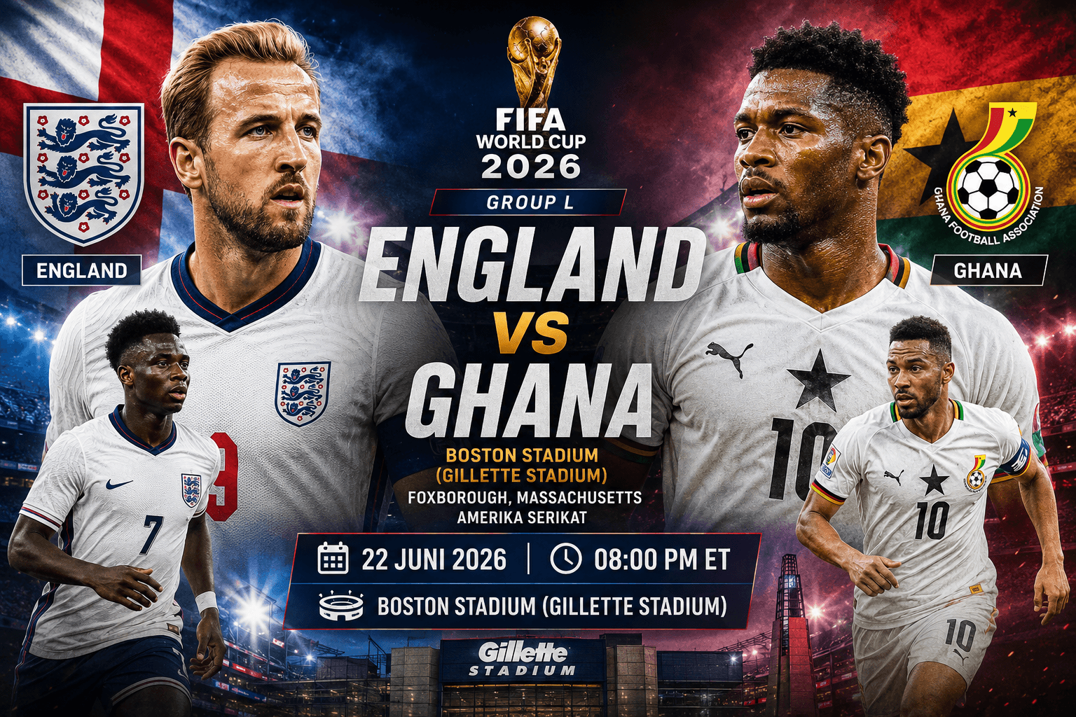 England vs Ghana: Duel Dua Benua yang Sarat Gengsi di Piala Dunia 2026
