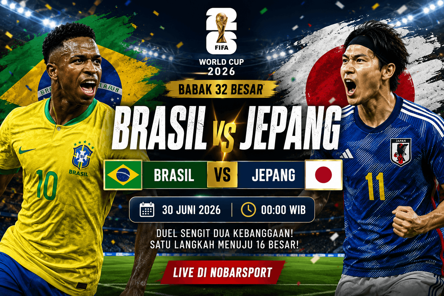 Brasil vs Jepang: Duel Raksasa Amerika Selatan Hadapi Semangat Samurai Biru di Babak 32 Besar Piala Dunia 2026