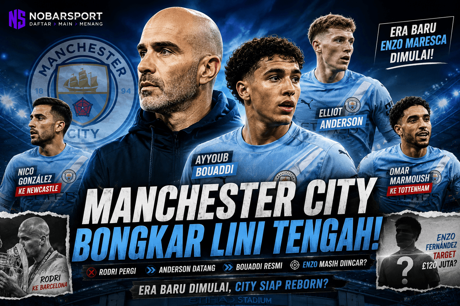 Manchester City Bongkar Lini Tengah: Bouaddi Datang, Rodri Pergi, Era Baru Dimulai?