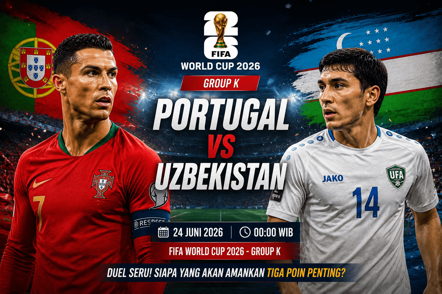 Portugal vs Uzbekistan: Selecao Berburu Kemenangan, Uzbekistan Mengincar Kejutan di Grup K