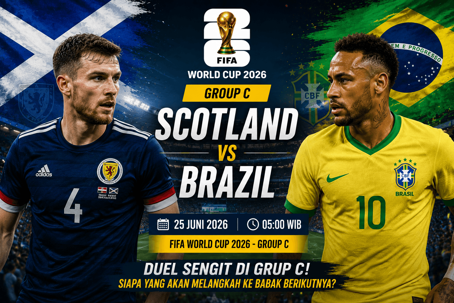 Scotland vs Brazil: Tartan Army Siap Menantang Sang Favorit Juara di Grup C