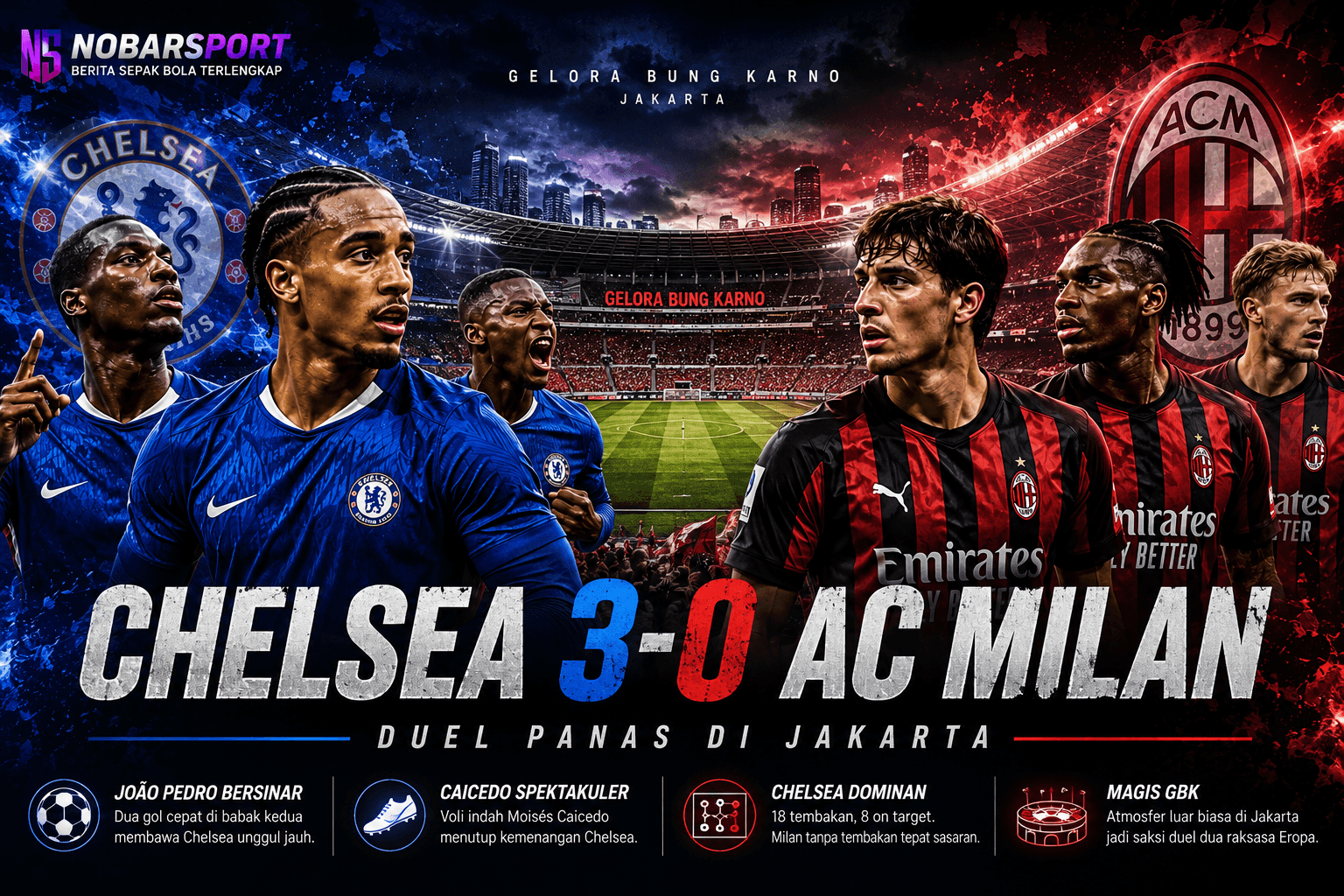 Chelsea 3-0 AC Milan: 3 Hal Menarik dari Duel Panas di Jakarta