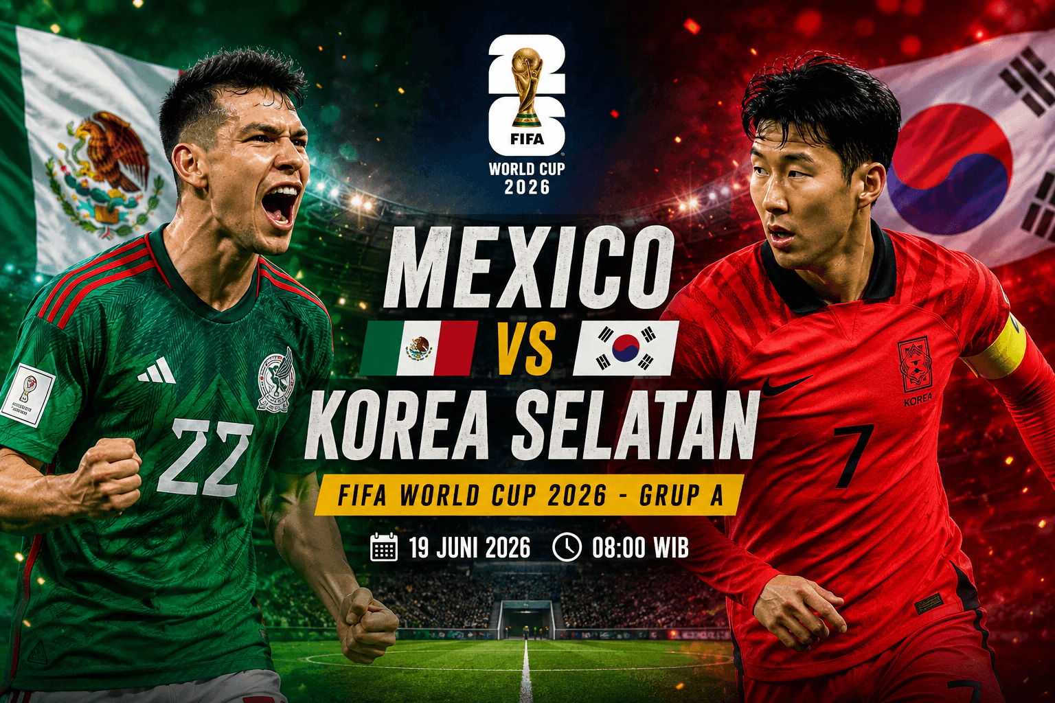 Laga Wajib Menang! Mexico dan Korea Selatan Saling Sikut Demi Tiket Fase Berikutnya